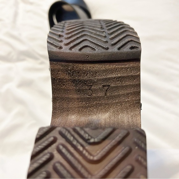Maguba Black Tokyo Clogs Sandals Leather Wood Size 37 Swedish Summer Minimalist - Picture 7 of 8